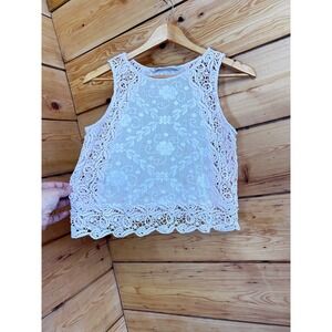 Zara Trafaluc Lace Crop Top Boho Crochet Festival Tank Size MEdium Cottagecore